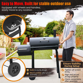 Realcook portable grill with wheels and handles for easy transport