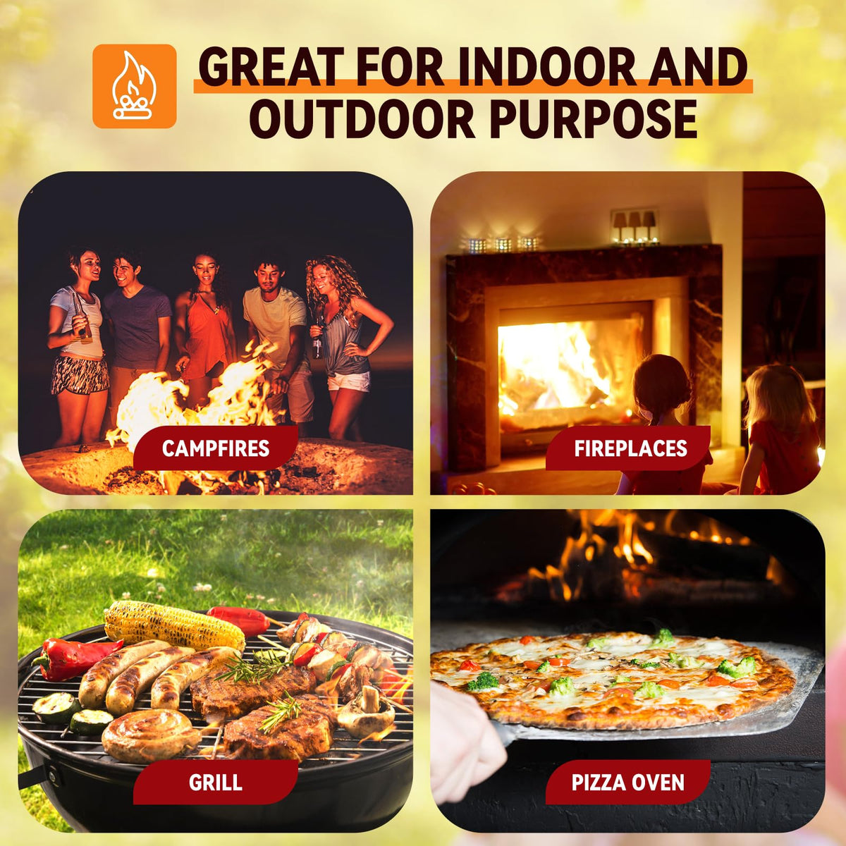 Realcook fire starter long burn time of 8–10 minutes to establish a flame
