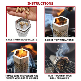 Realcook smoker tube provides up to 5 hours of smoke time on grill