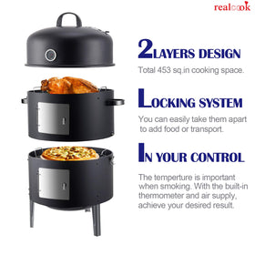 Realcook charcoal pan inside supports steady heat and smoky flavor.