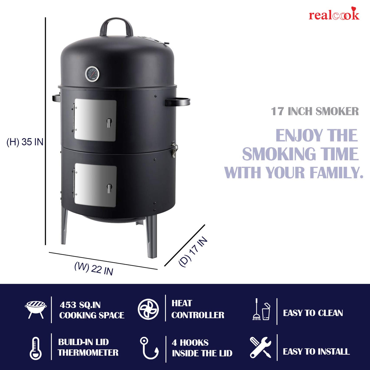 Realcook cooking grids provide flexible space for various meat sizes.
