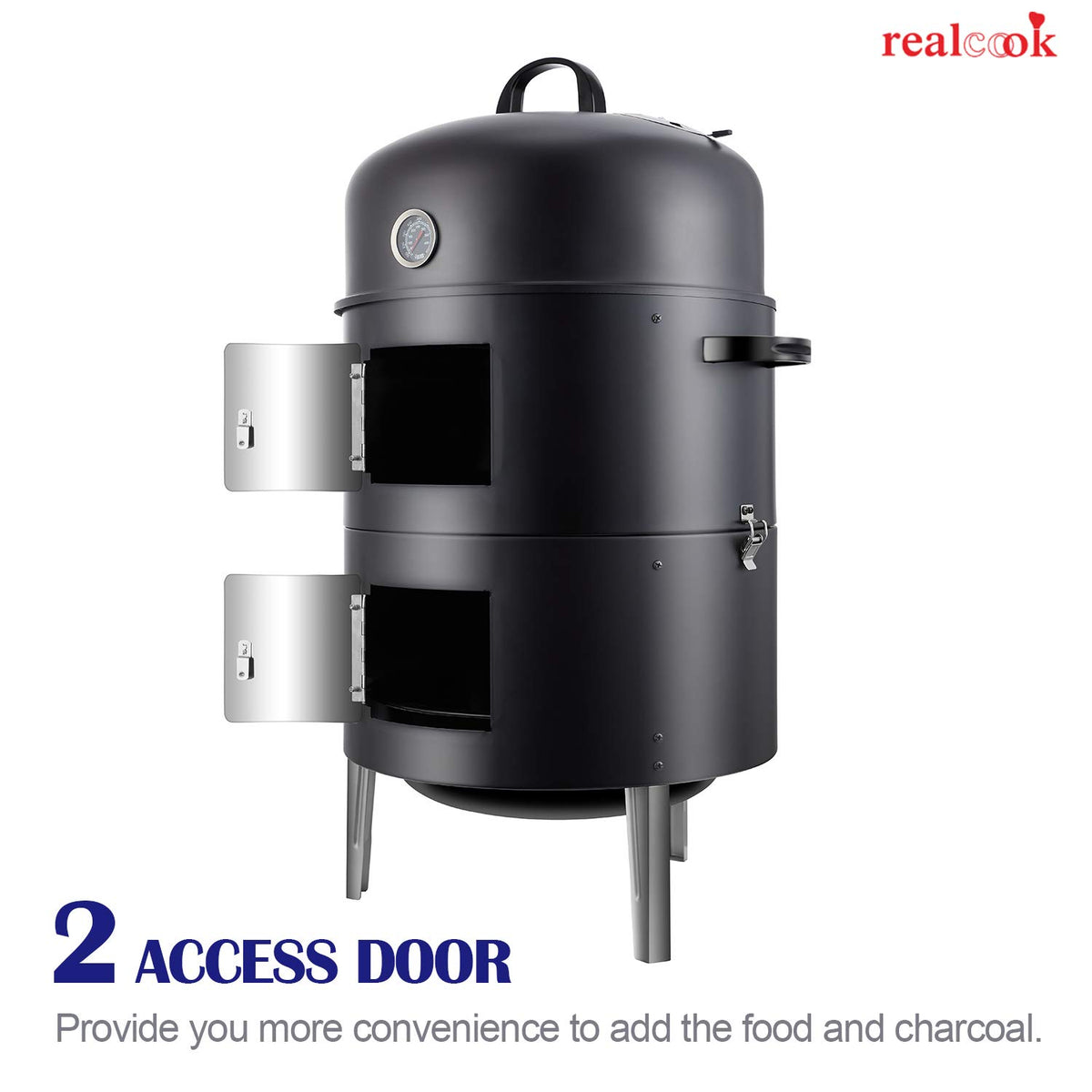 Realcook heat-resistant handles simplify safe handling and basting.