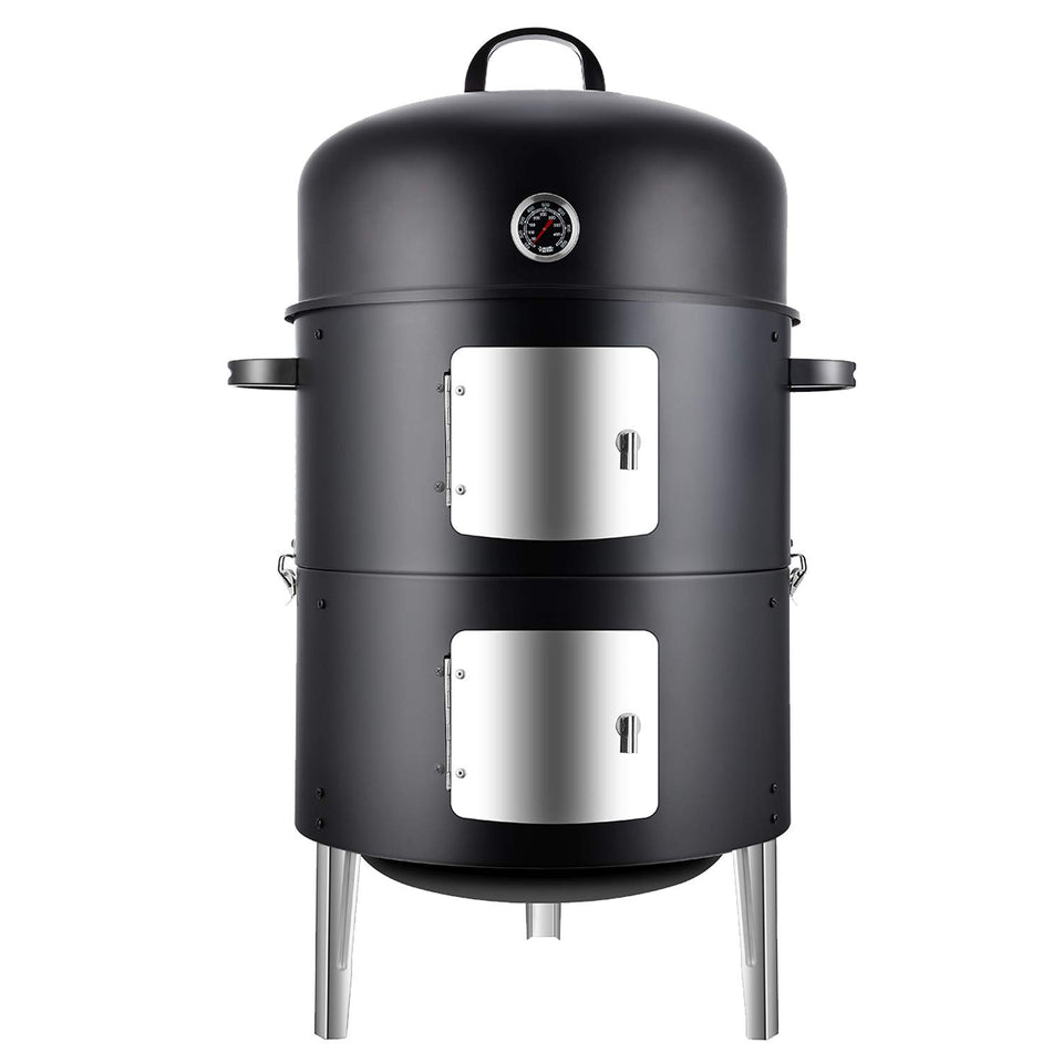 Realcook vertical 17-inch smoker body in black for durable outdoor grilling.