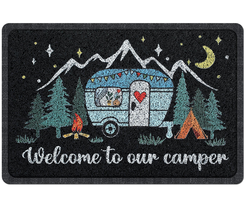 Reallnaive camper door mat front view with inviting RV entry and non-slip backing