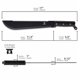 Close-up of saw edge on REAT machete for fast, efficient cuts
