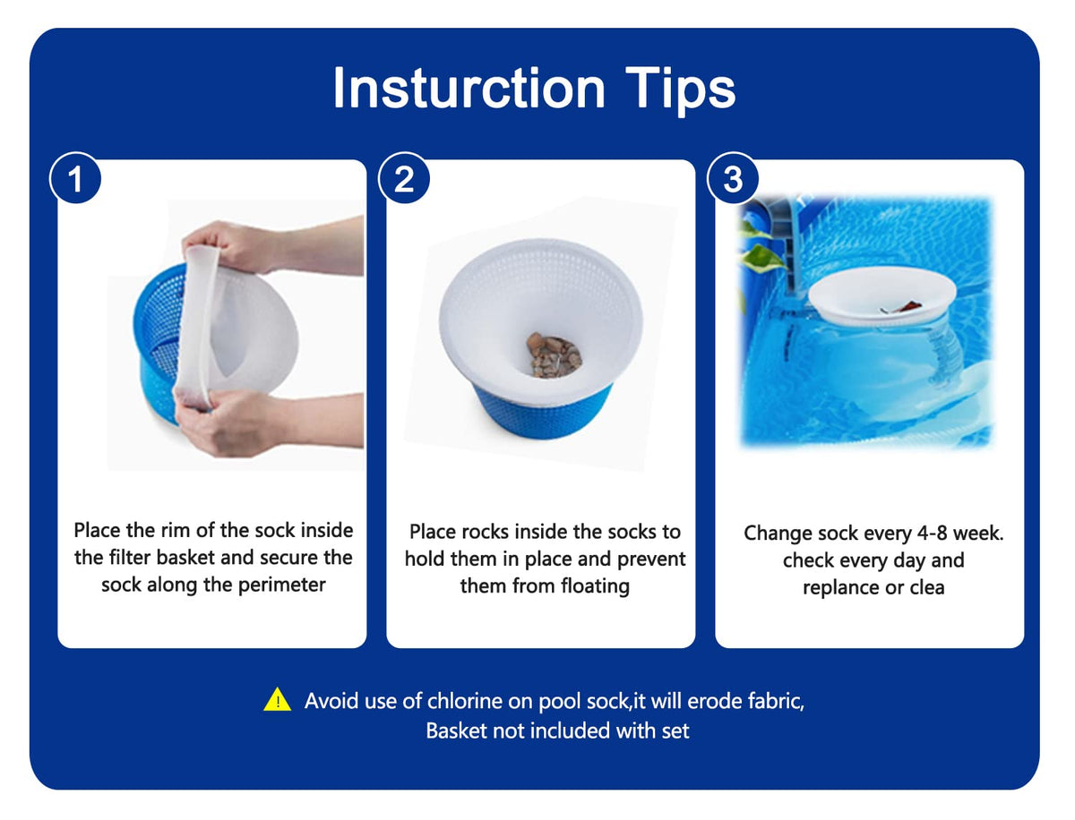 RECHIATO dense-mesh pool socks filter fine debris without slowing water flow