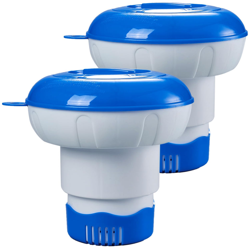 RECHIATO pool chlorine floater with 7-inch collapsible design for even chlorine distribution across the water.