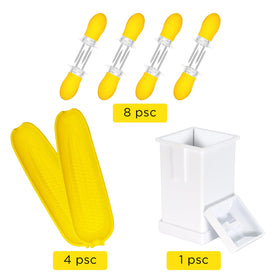 RECOIL corn dishes plate keeps corn upright and butter from slipping off