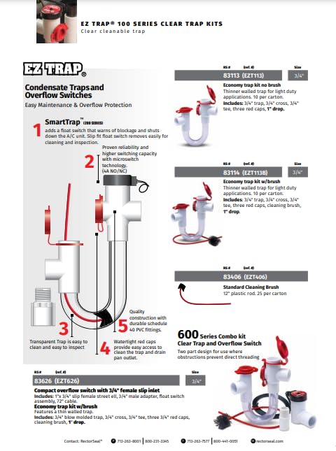 RectorSeal EZ Trap drain pan outlet for easy cleaning.