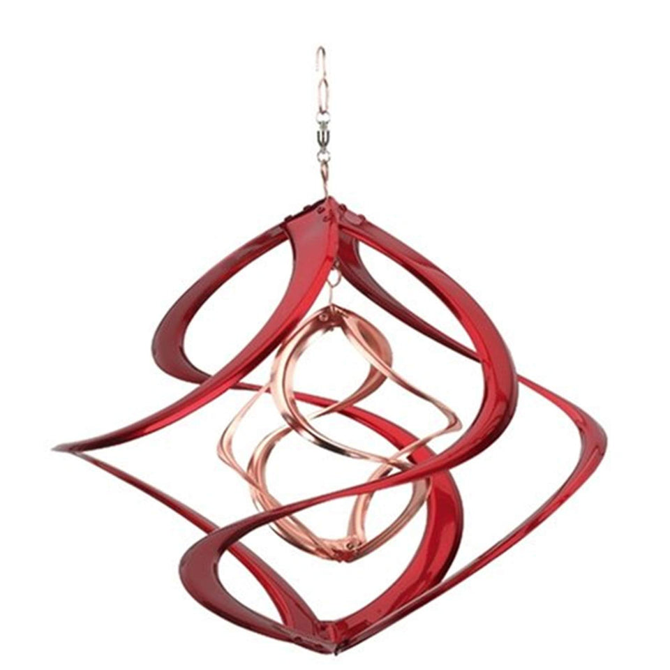 Red Carpet Studios Cosmix Deluxe Helix Spinner with outer red and inner copper spins freely for outdoor decor