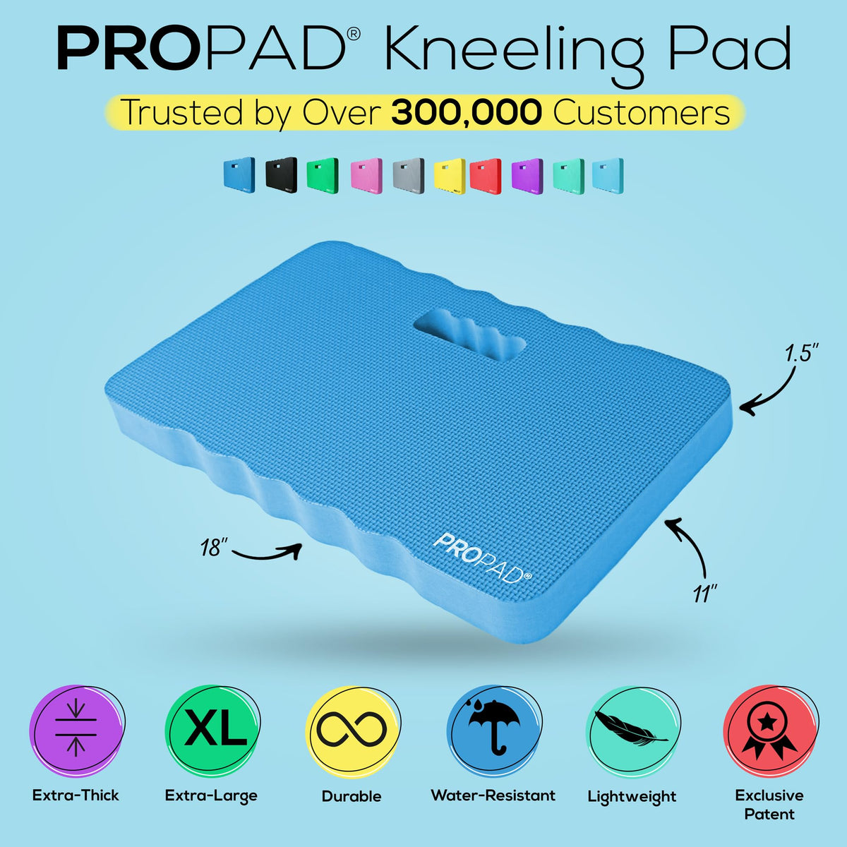 Red Home Club XL kneeling pad 18x11 inches for generous knee space