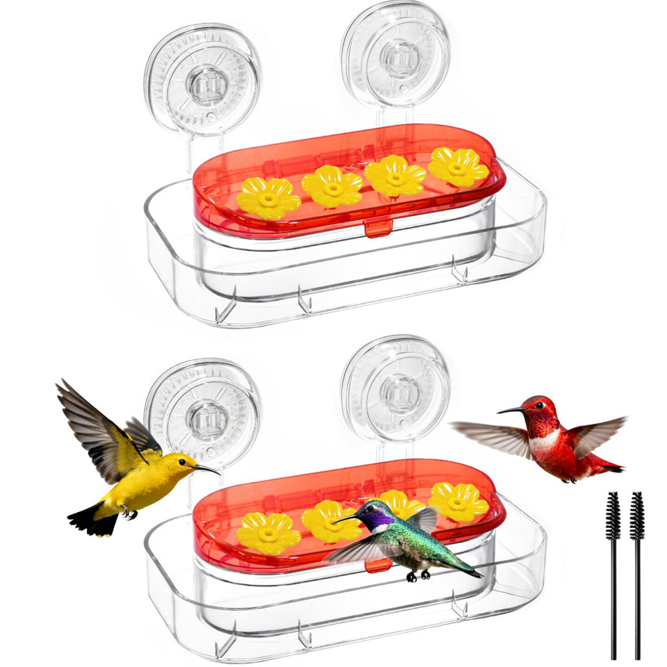 Redboat 2-pack window hummingbird feeder with strong suction cups for secure mounting