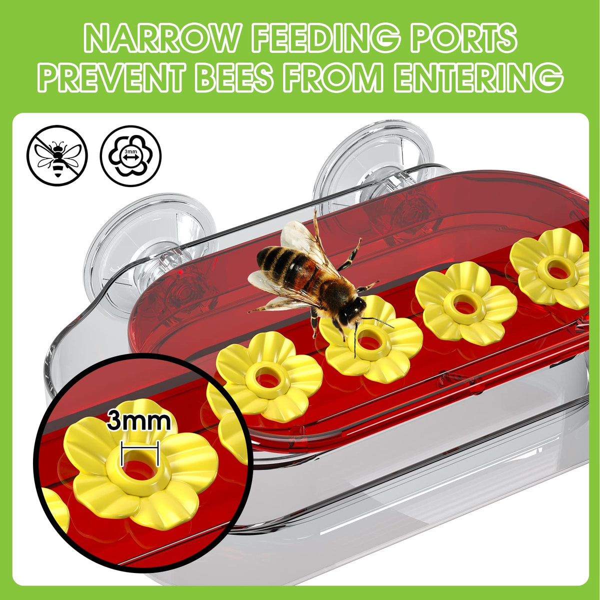 Redboat window hummingbird feeder features easy-fill reservoir for quick refills.