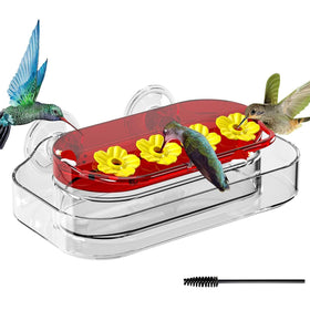 Redboat window hummingbird feeder with strong suction cups for secure window mounting.