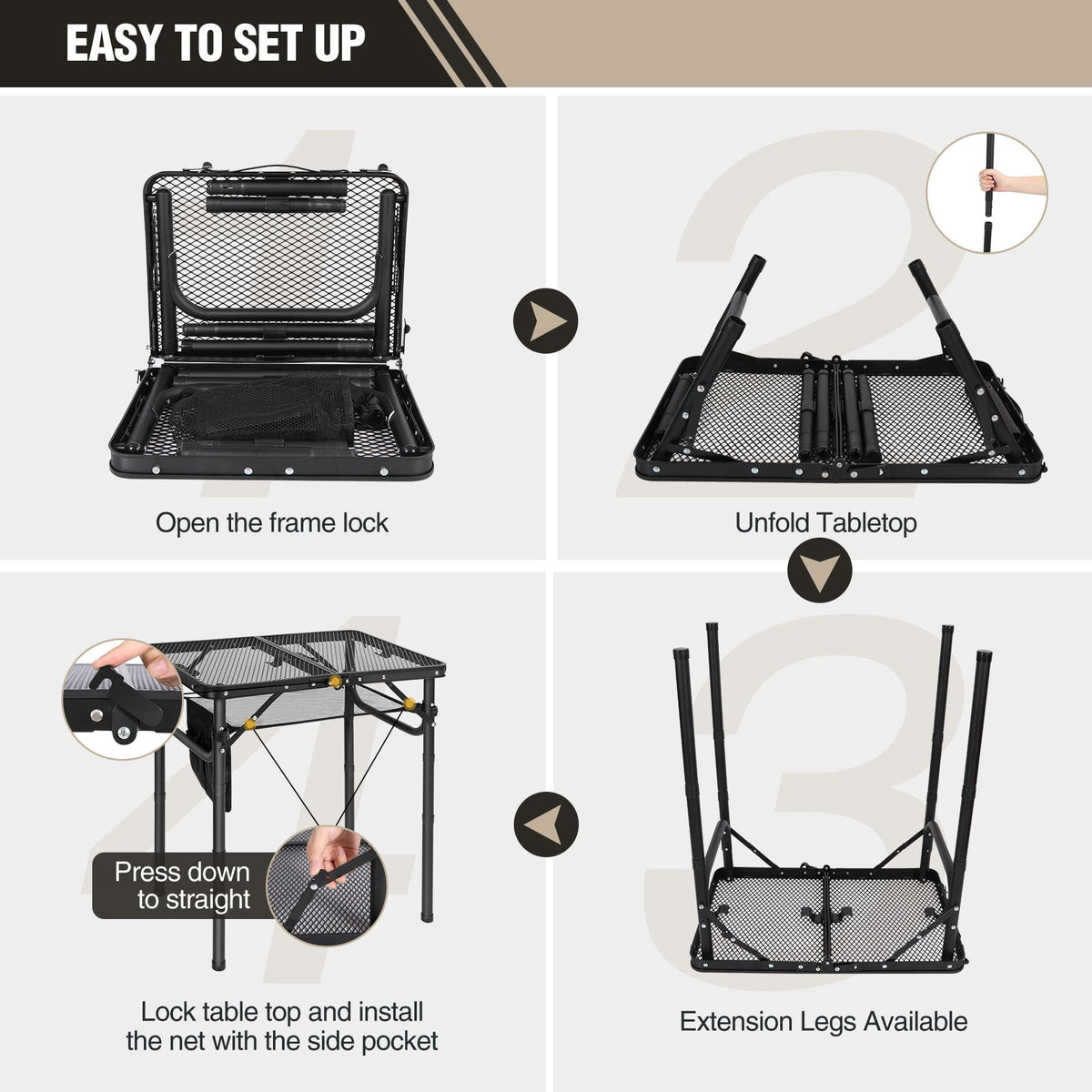 REDCAMP table with wooden shelf option for organized cooking setup