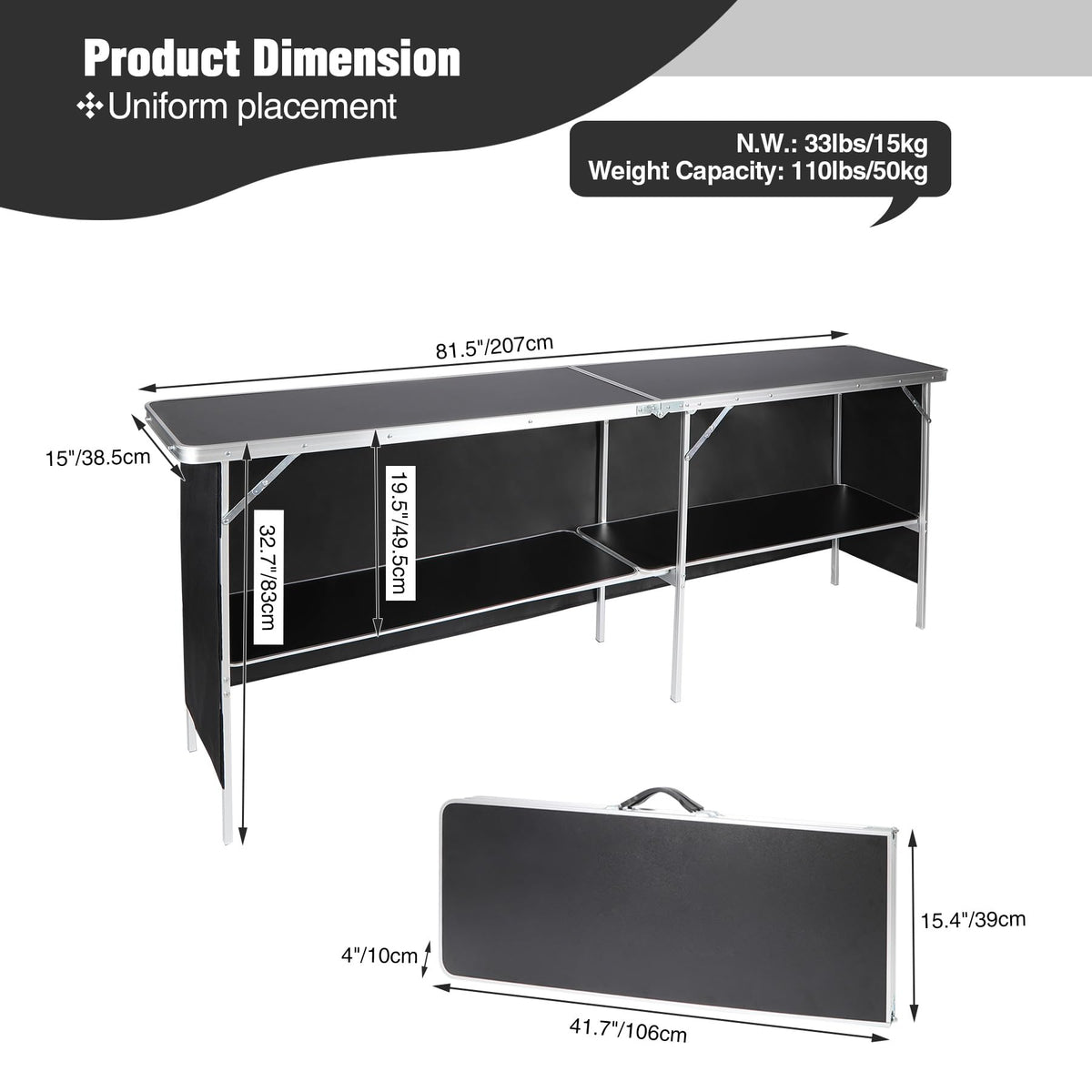 REDCAMP aluminum frame provides sturdy support for busy setups.