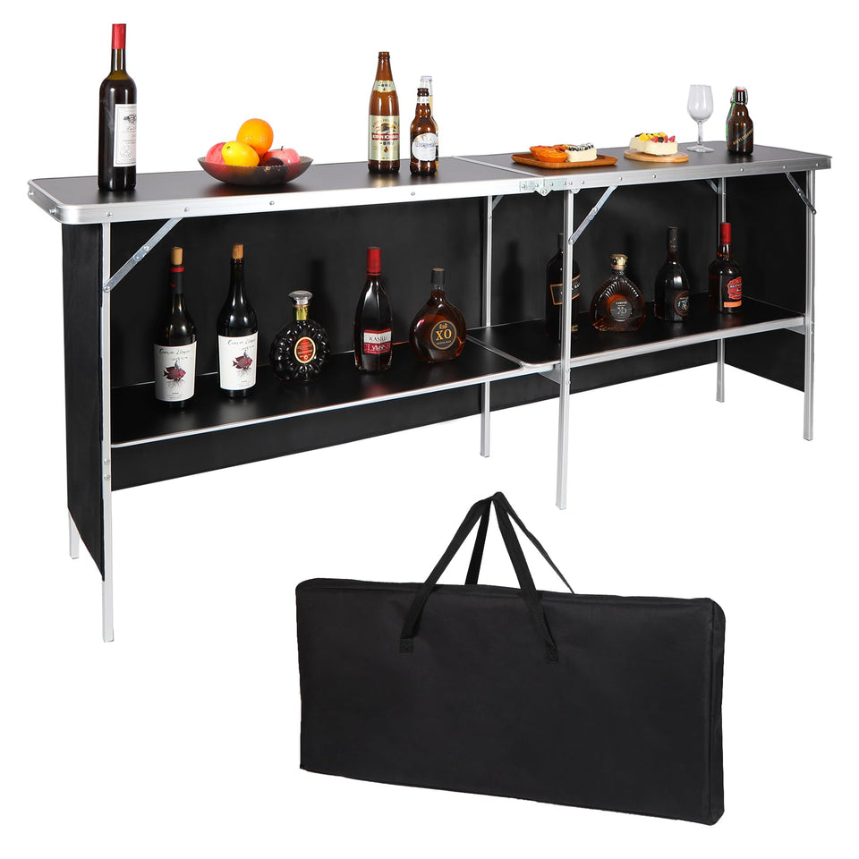 REDCAMP portable bar table top 82x15 inches offers ample space for drinks and snacks.
