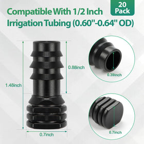 RedChili barbed end cap on 1/2 inch tubing ensures a tight, leak-free seal