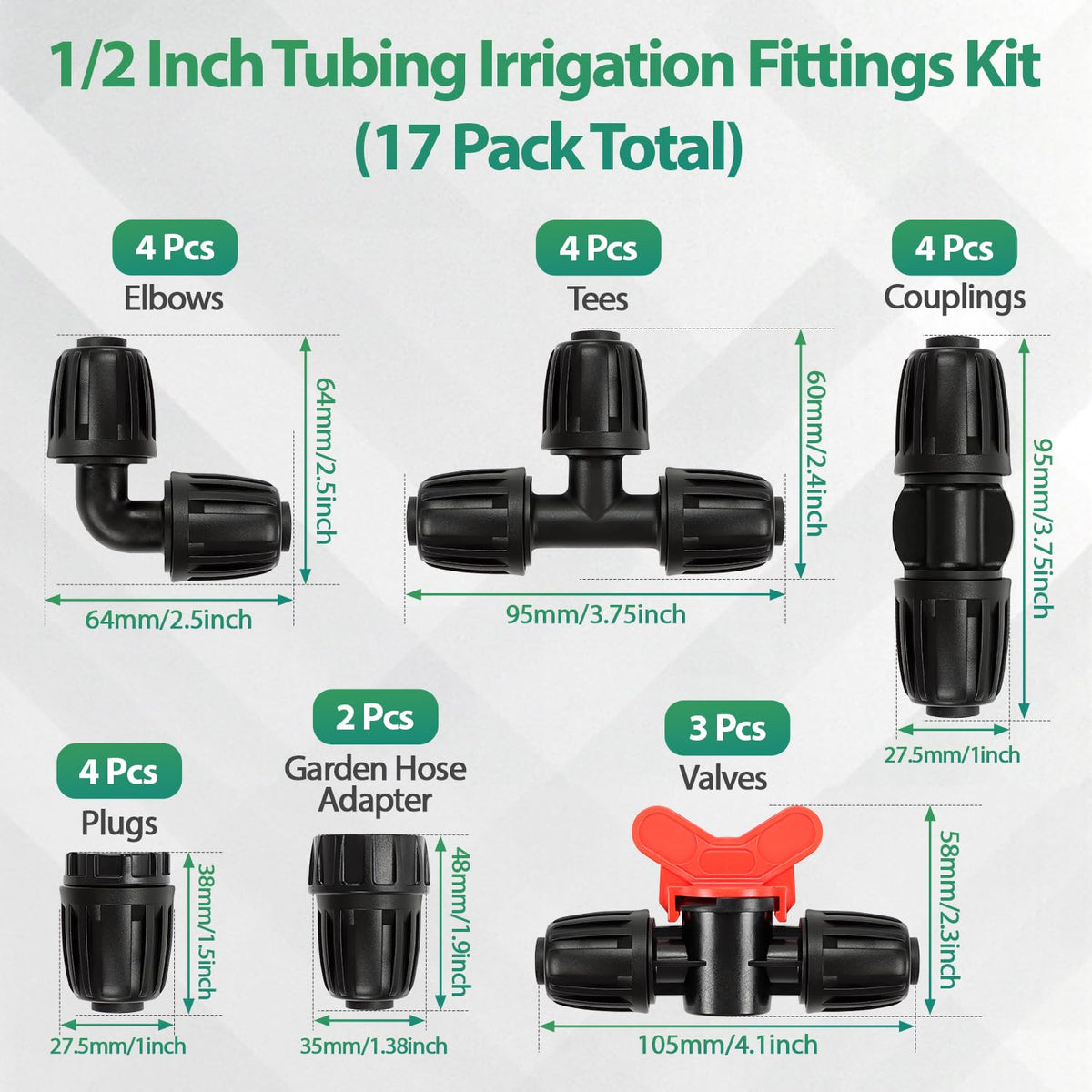 RedChili 1/2in tees connectors highlighting versatile branching options for gardens