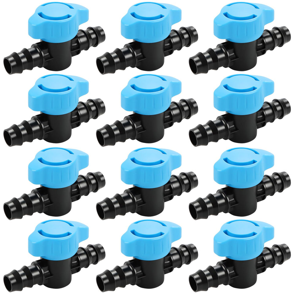 RedChili 12-pack half-inch valve set front view for secure barbed connections and precise flow.