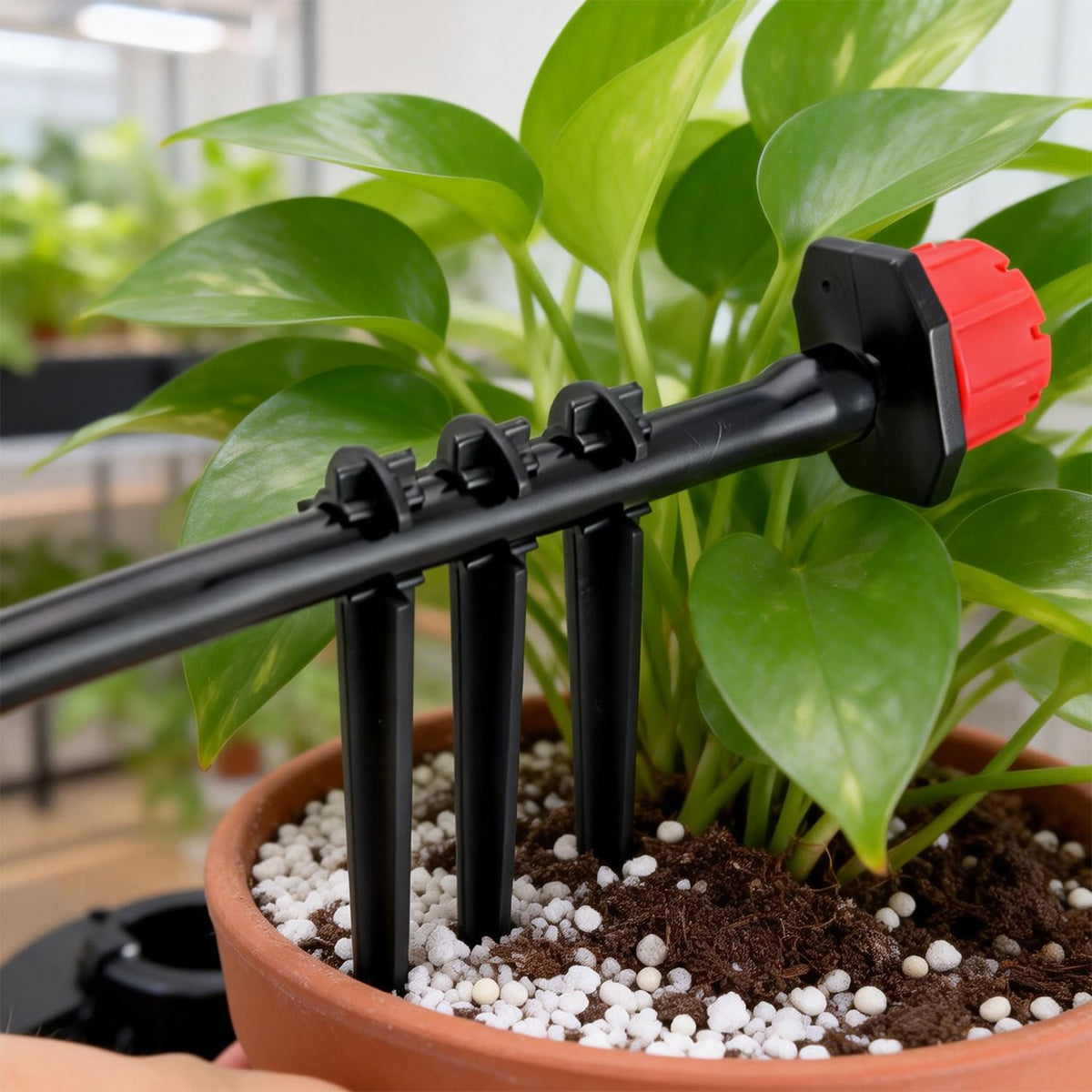 RedChili container garden use for managing drip lines in pots and raised beds.