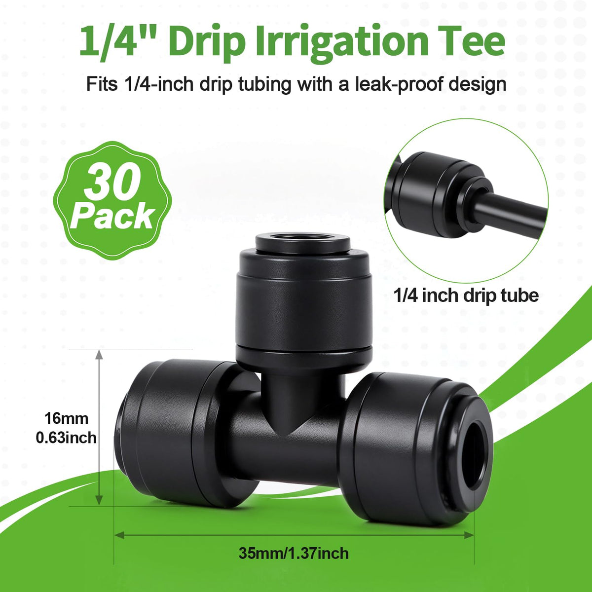 RedChili 3-way tee connector shown in a tidy drip system setup for gardens.