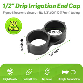 RedChili 20-pack end caps for half-inch tubing, ideal for gardens and patios