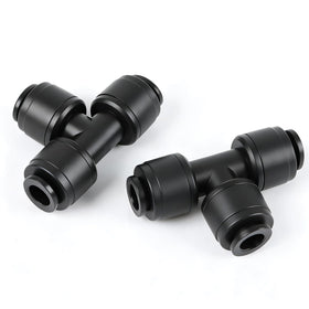 RedChili quick connect tees for 1-4 inch tubing enable fast, leak-free irrigation connections.