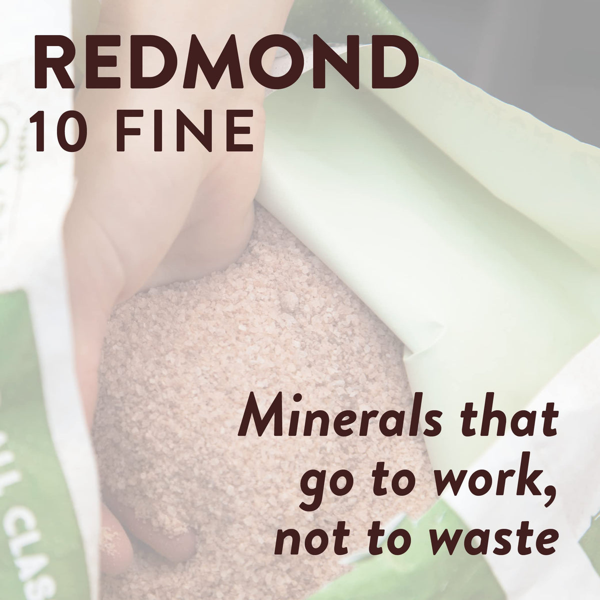 Redmond OMRI-listed 10 Fine salt, label close-up, suitable for organic and conventional farming