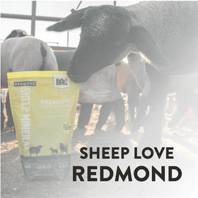 Redmond Sheep Mineral side label showing vitamin fortification and mineral blend