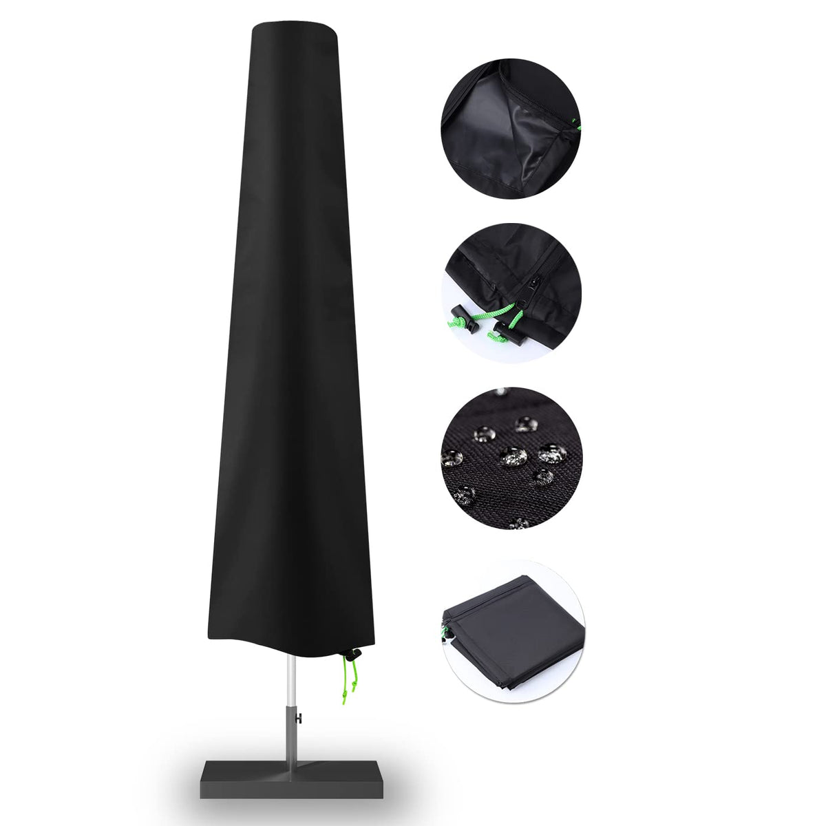 REDRICH patio umbrella cover with waterproof seam protects an 11' diameter umbrella from rain