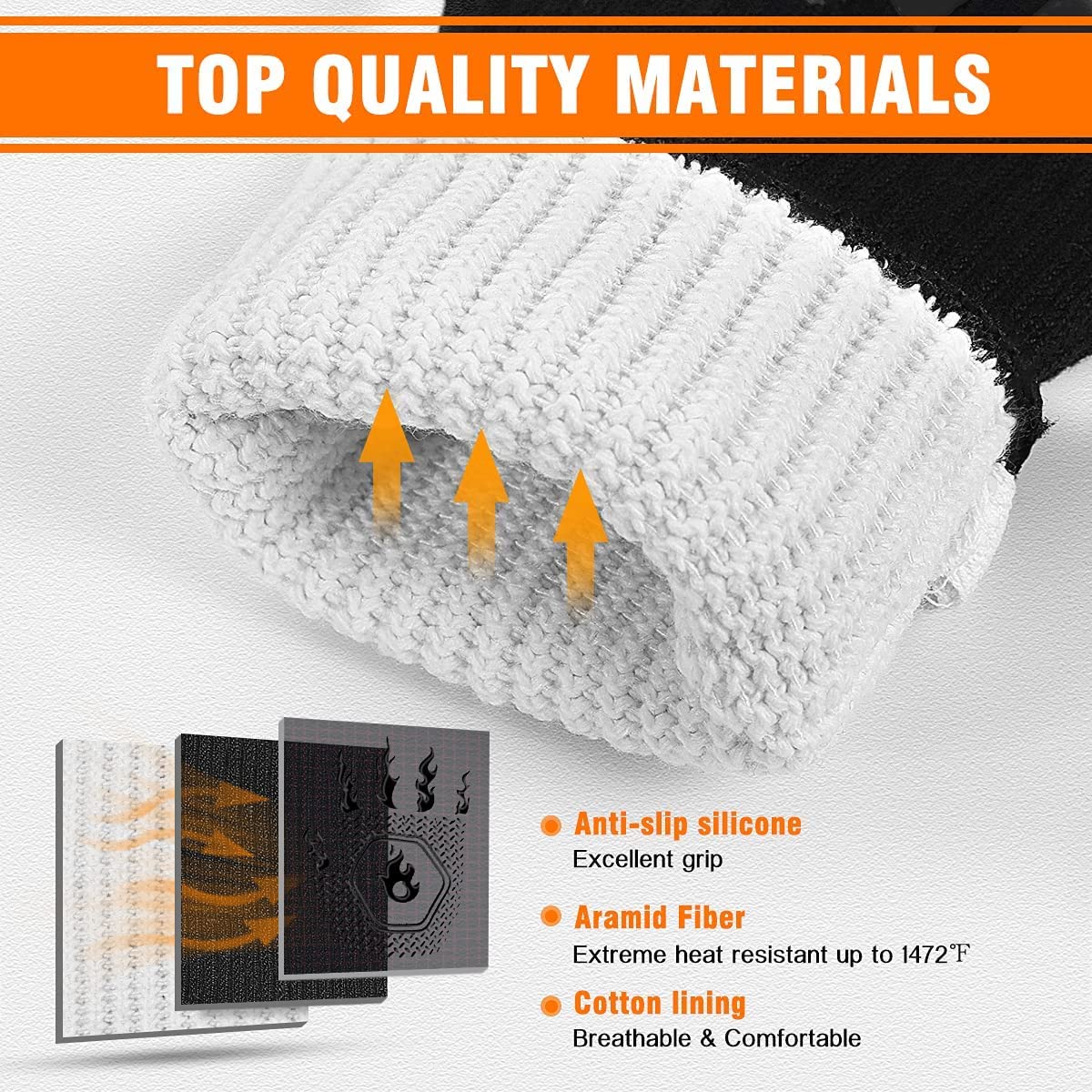 Redriver HAMITOR BBQ gloves have a long-sleeve design to shield forearms from heat.