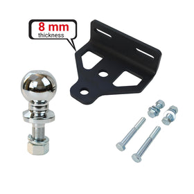 RedTee heavy-duty mower hitch universal-fit view showing broad equipment compatibility.
