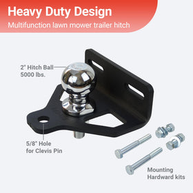 RedTee mower hitch holes detailing adjustable spacing for easy installation.