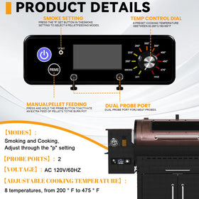 REEPLAR AC03P9 control board shows eight temperature presets for versatile cooking.