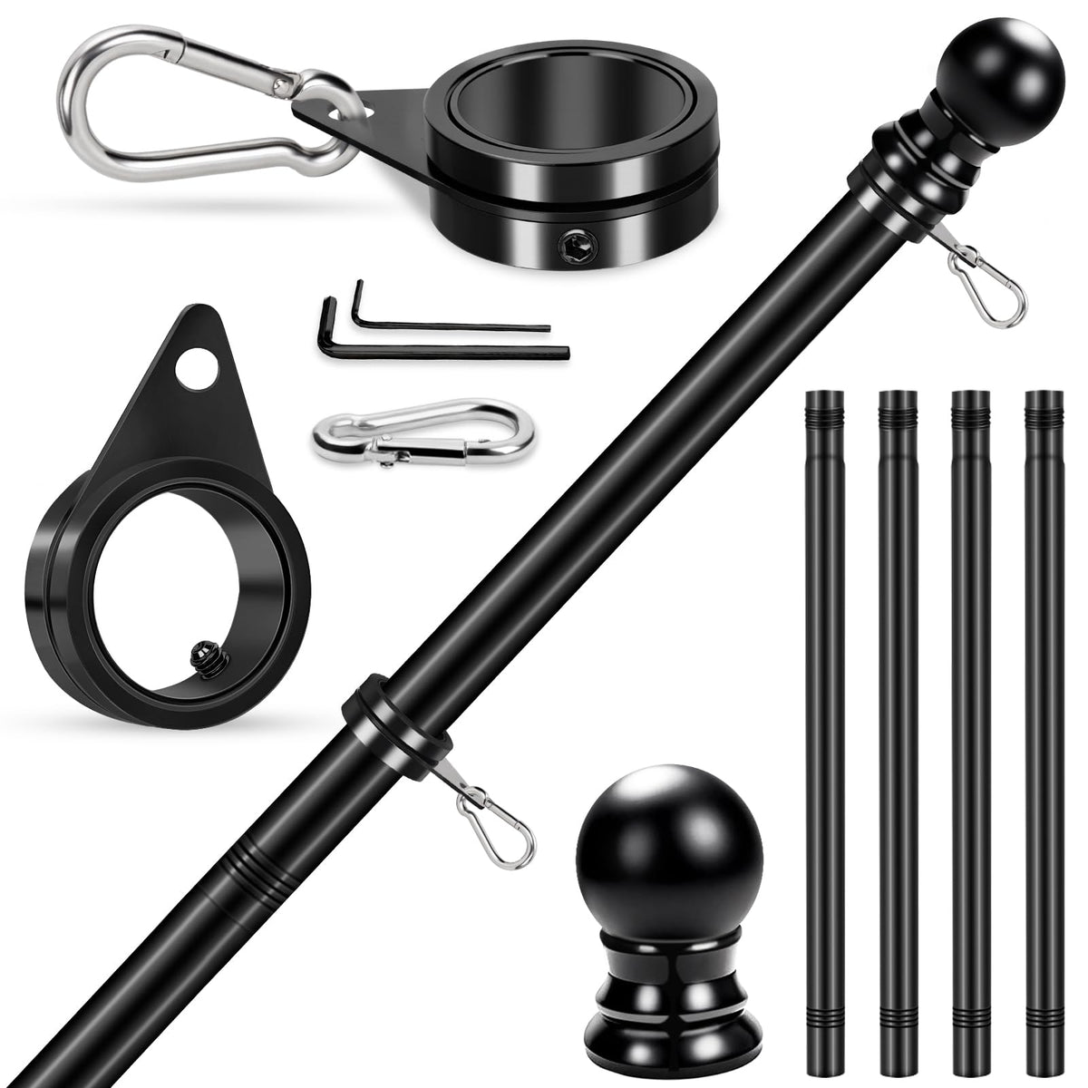 REERON 5 ft flag pole kit during assembly for quick outdoor setup.