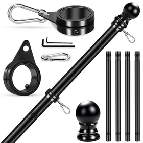 REERON 5 ft flag pole kit during assembly for quick outdoor setup.