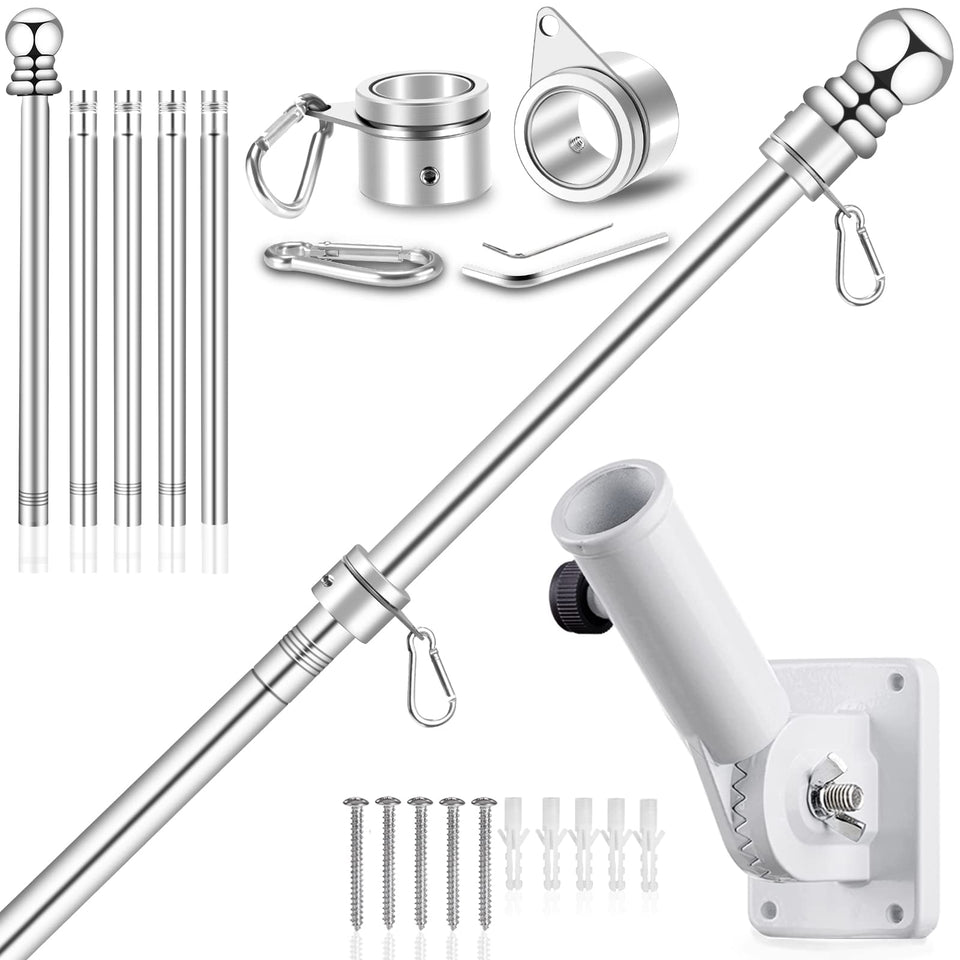 REERON 6ft flag pole kit with 180° bracket for secure outdoor display.