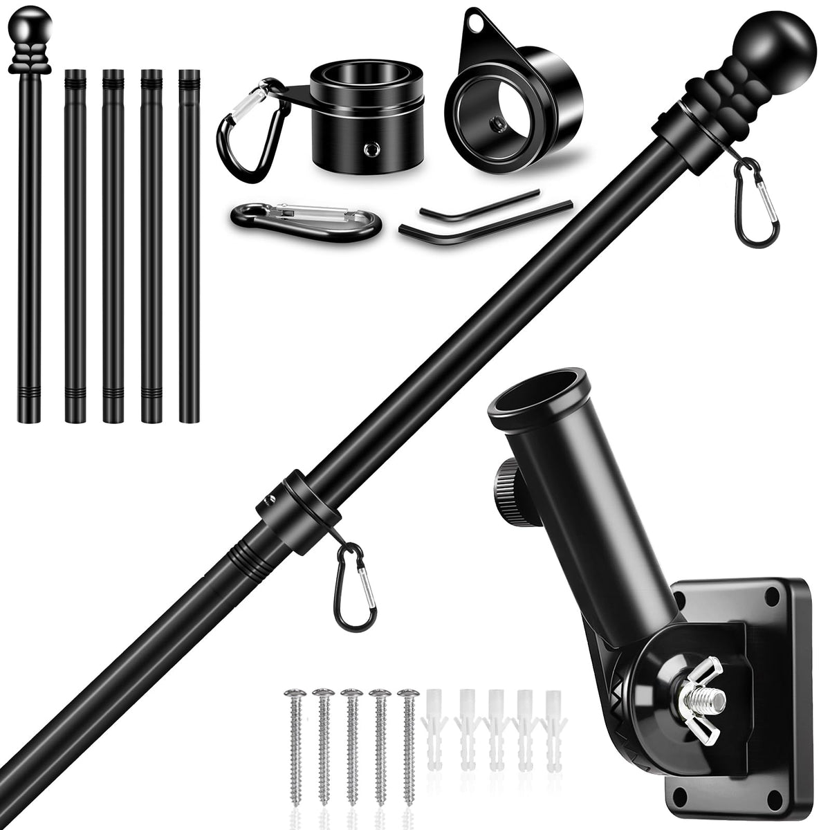 REERON 6FT flag pole kit for outdoor display with adjustable length.