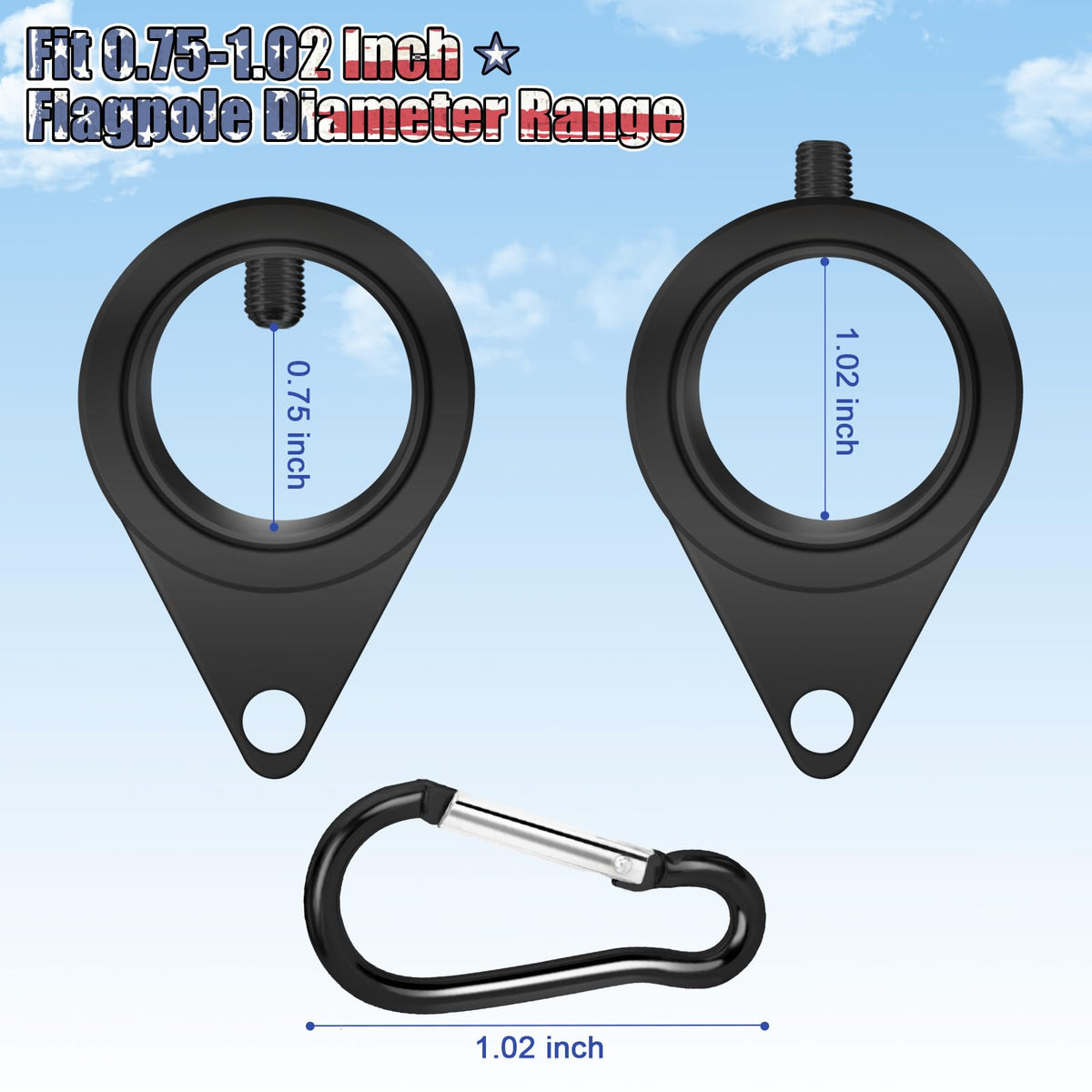 REERON aluminum alloy carabiners connect flags with grommets securely.