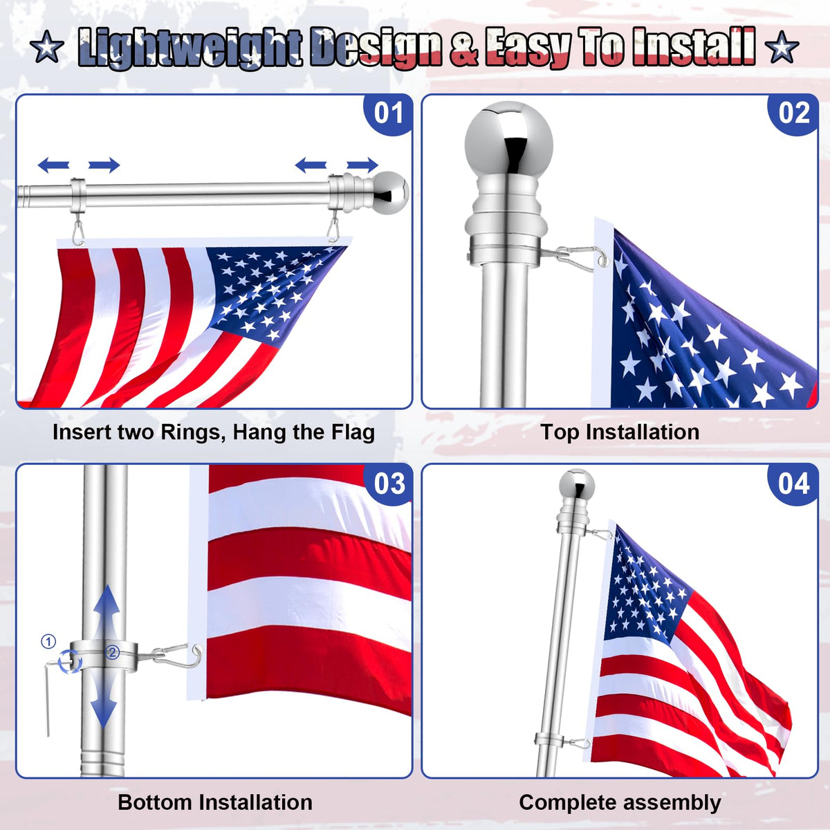 REERON aluminum carabiners attach flags with grommets securely.