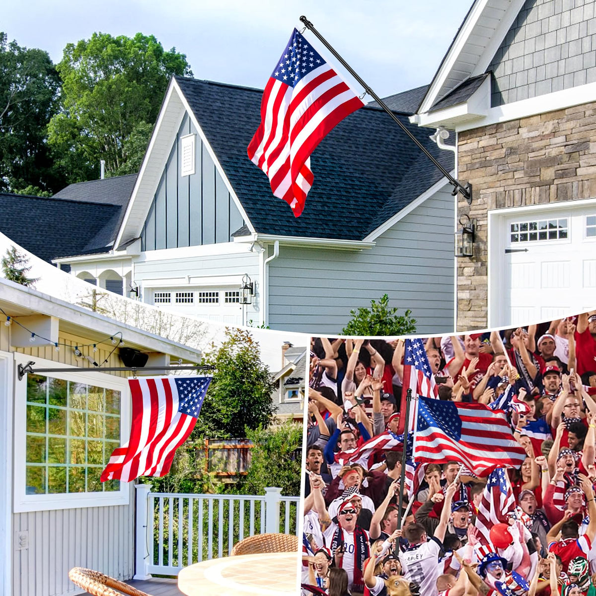 Reeron flag pole assembly compatible with 2x3ft to 4x6ft flags