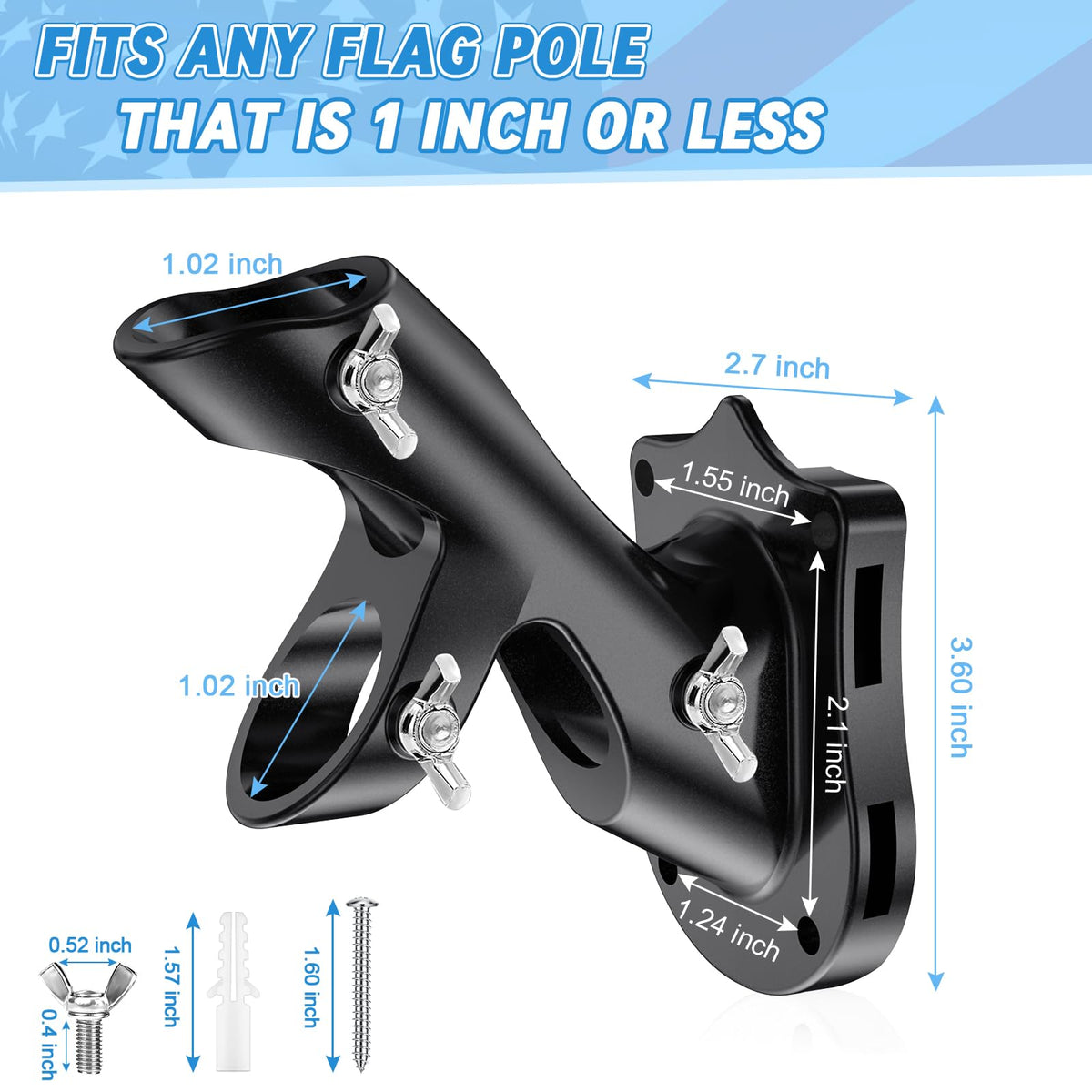 REERON two-position bracket displays flags at 45 and 90 degrees