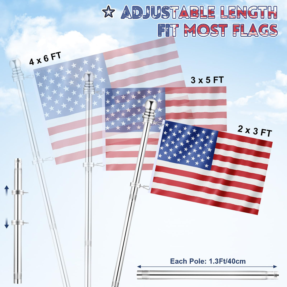 REERON flag pole rings and carabiners secure flags securely