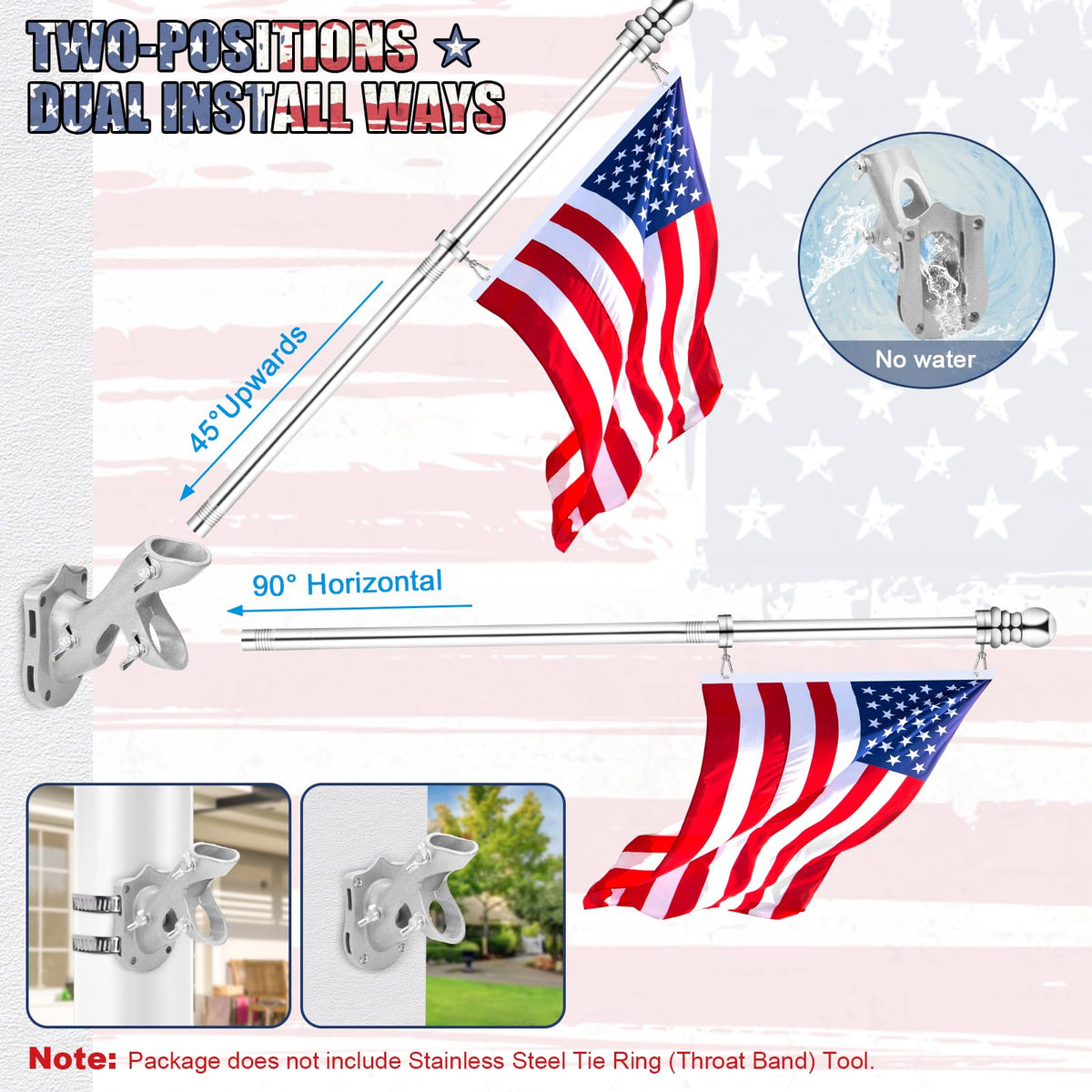 REERON flag pole wall and post mounting option