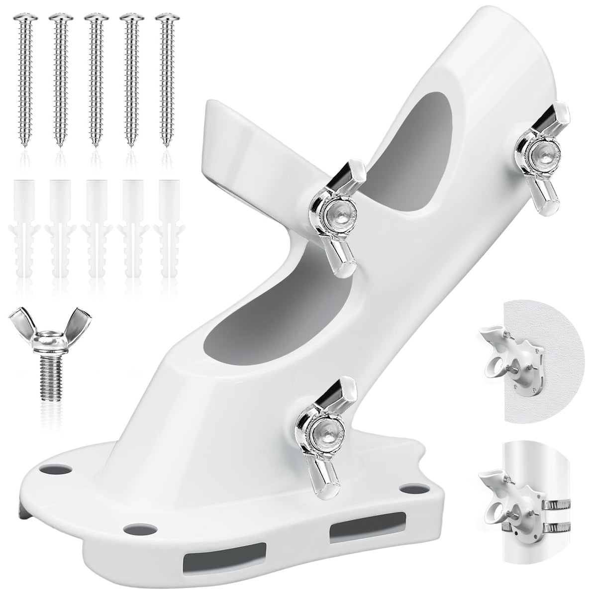 REERON 1-inch flagpole bracket for exterior walls, sturdy and rustproof.