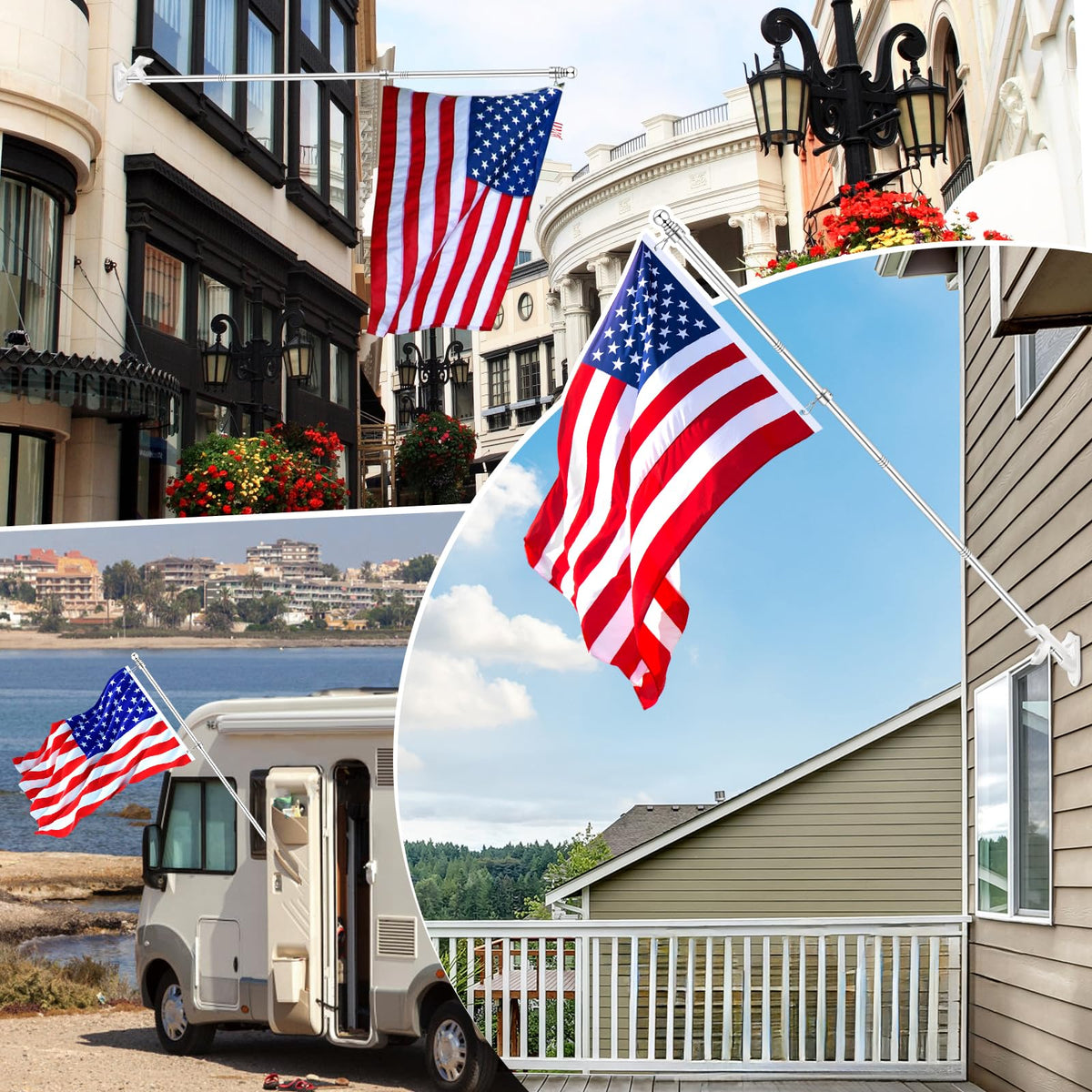 REERON flag display on house wall catching breeze