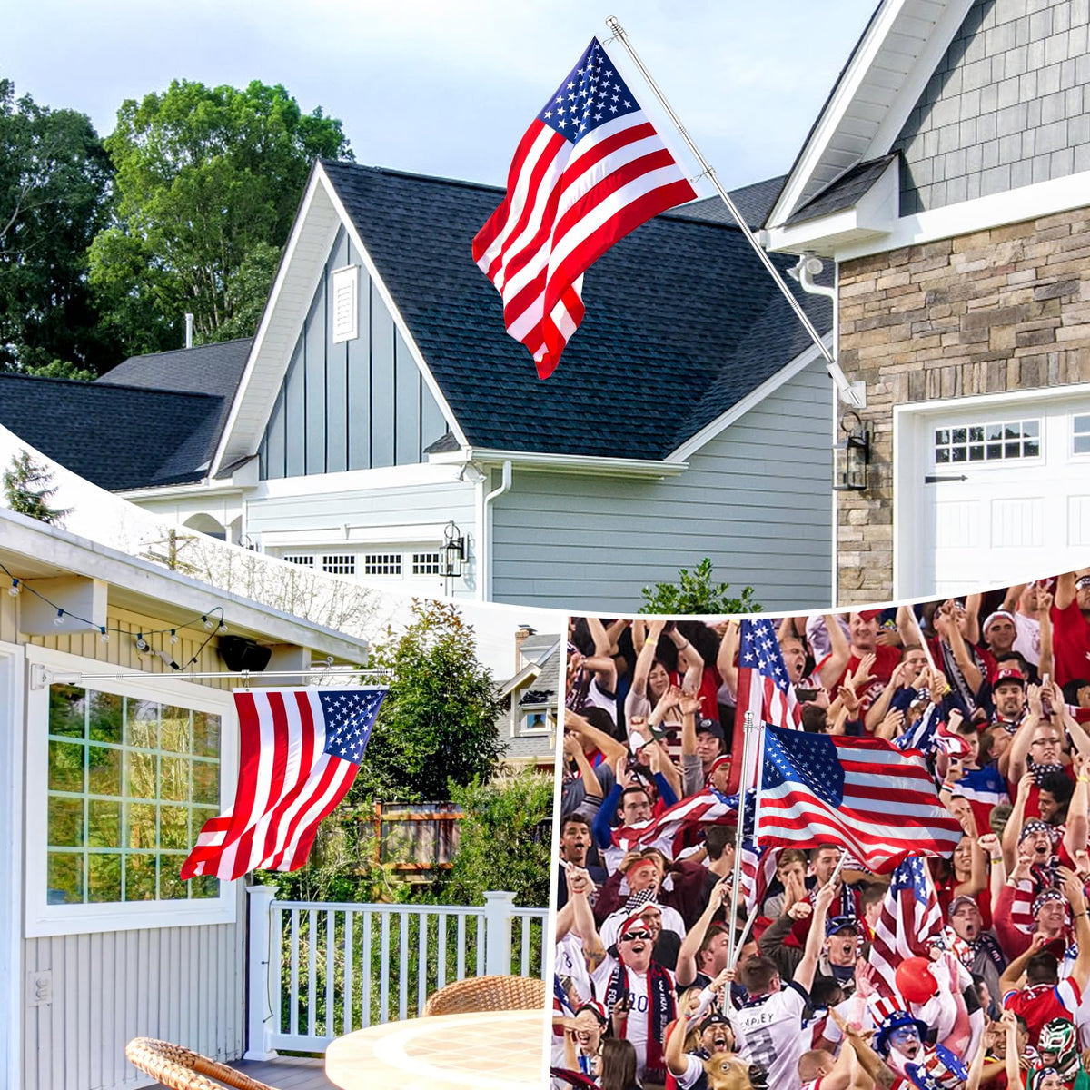 REERON outdoor wall-mounted flag pole assembly for home and business.
