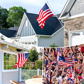 REERON outdoor wall-mounted flag pole assembly for home and business.