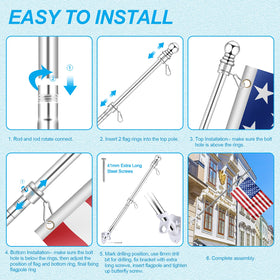 REERON stainless steel flag pole resists bending and weather exposure